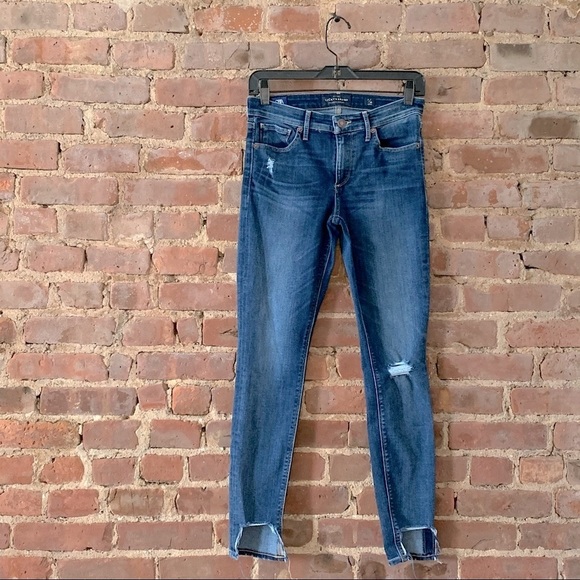 Vintage Lucky Brand Mid Rise Ava Destructed Cropped Skinny - Ankle - Picture 6 of 9